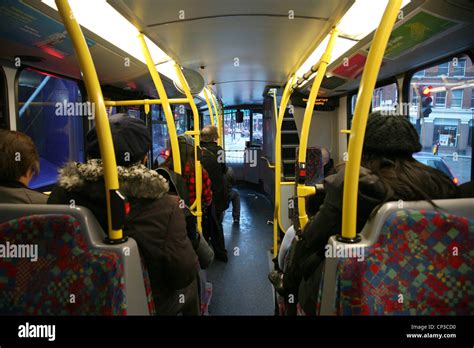 Inside View Of London Double Decker Bus Editorial Only Stock Photo Alamy