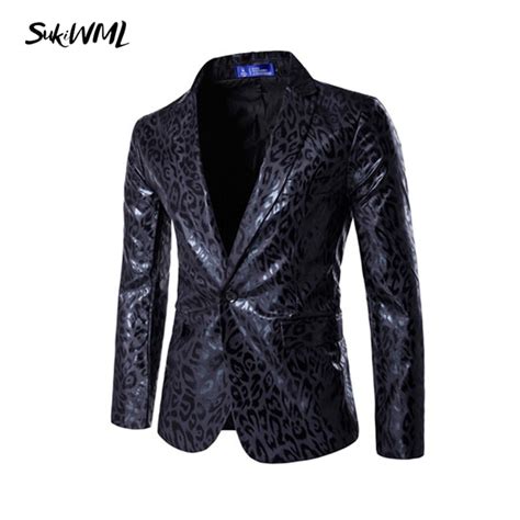 Sukiwml 2017 New Brand Men Blazer Slim Fit Style Sex Party Suit Jackets