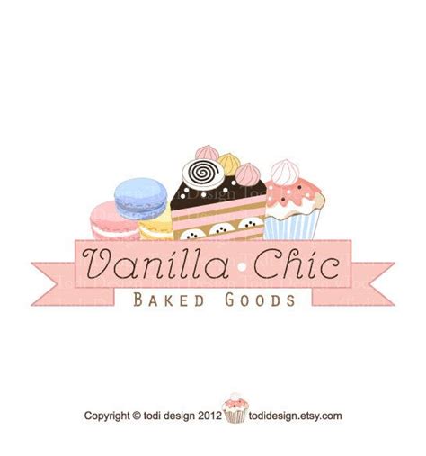 Illustrated Premade Ooak Logo Design Vanilla And Chic Bakery