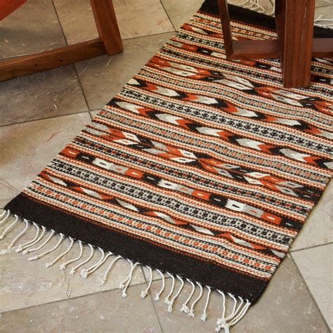 Unicef Market Handwoven Mexican Zapotec Area Rug 2x35 Oaxaca Night