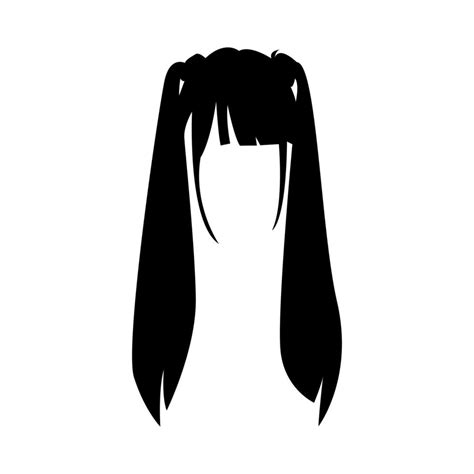 Silhouette Of Female Two Ponytail Hairstyle Salon Beauty Wig Vector