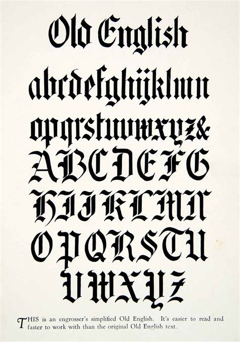 1928 Print Old English Typography Graphic Design Style Decorative