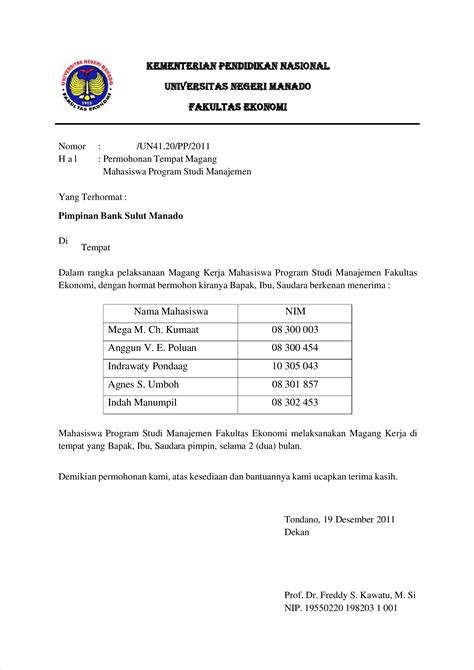 Pdf Surat Pengantar Magang Dokumentips