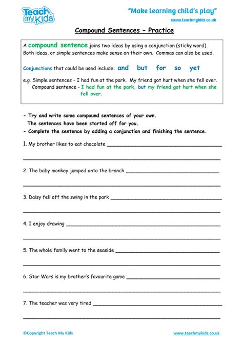 Th Grade Compound Sentences Worksheet