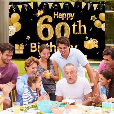 60th Birthday Party Decoration Extra Large Black Gold Sign Poster 60th