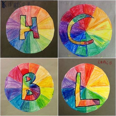 1st Grade Color Wheel Initials Students Created The Main Part Of The