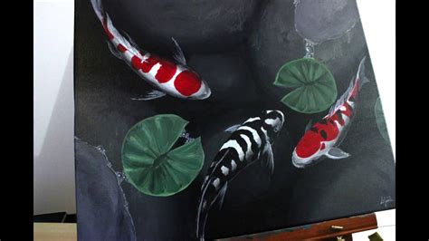 How To Paint Koi Fish Acrylic On Canvas Youtube