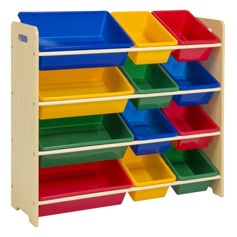 Best Choice Products 4 Tier Kids Playroom Wood Toy Storage