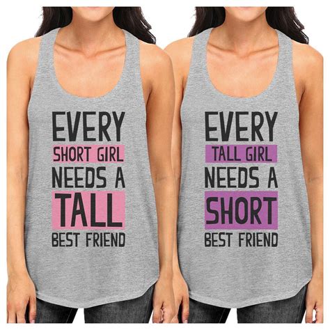 Tall Short Friend Best Friend T Shirts Womens Matching Tank Tops Tops