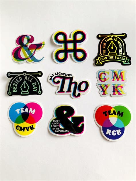 Graphic Designer Sticker Pack Of 9 Vinyl Decals Cmyk Ampersand Etsy