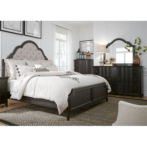 Chesapeake Wire Brushed Antique Black King Upholstered Bed On Sale