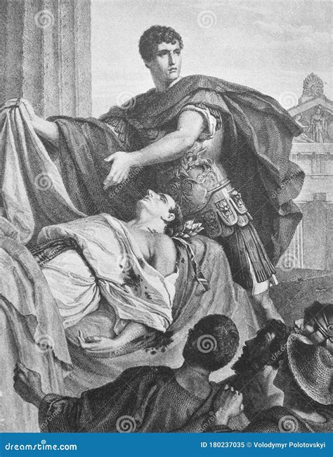 An Illustration Of Brutus And The Death Of Caesar In The Old Book Shakespeare By N Kozhevnikov