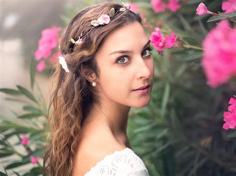 Download flowers, Women, Face, Model Wallpapers HD / Desktop and ...