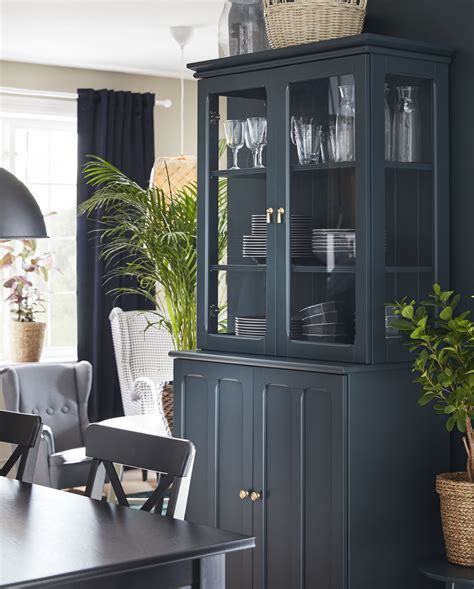 Our kitchen wall units and cabinets come in different heights, widths and shapes, so you can choose a combination that works for you. LOMMARP dark blue-green, Cabinet with glass doors, 86x199 cm - IKEA | Glass cabinet doors ...
