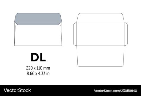 Envelope Dl Template For A4 A5 Paper With Cut Vector Image