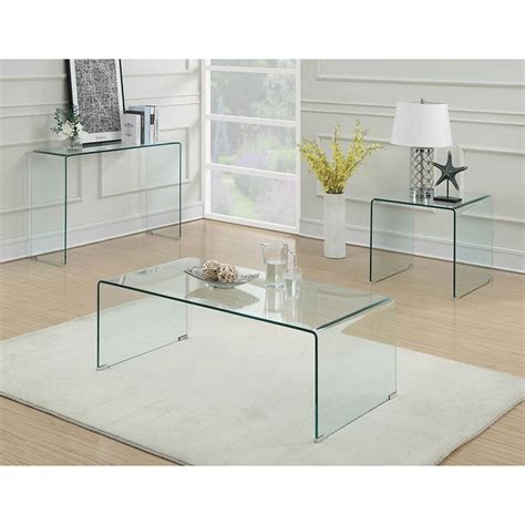 By furniture of america (6) vega 55 in. Waterfall 22 | All glass coffee table, Modern sofa table ...