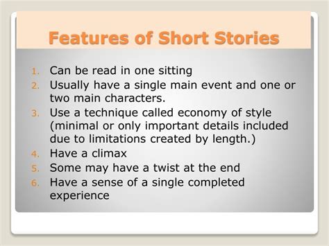 Ppt Features Of Short Stories Powerpoint Presentation Free Download