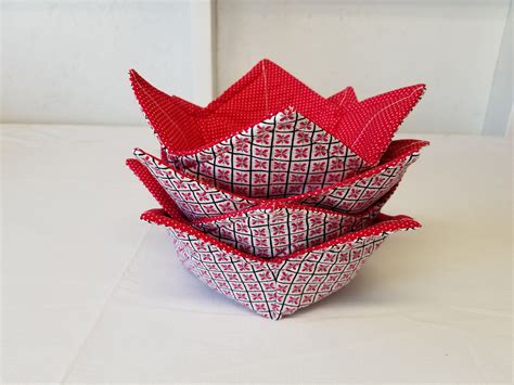 Bowl Warmerscozy Quilted Red Grey And White Set Of Four Etsy Etsy
