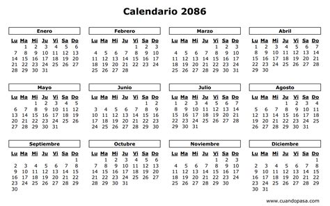 Calendario 2086