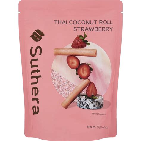 Suthera Thai Coconut Roll Strawberry 70g Woolworths