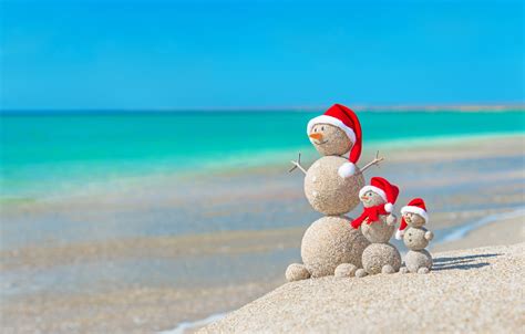 Beach christmas decorations picsearch images of dogs. Wallpaper sand, sea, beach, New Year, Christmas, snowman ...