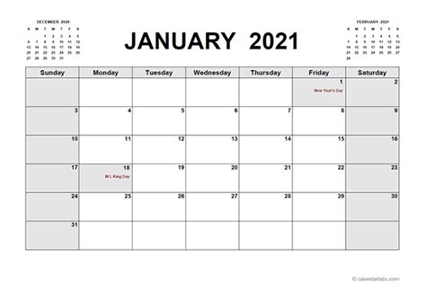 2021 Printable Calendar Pdf Free Printable Templates