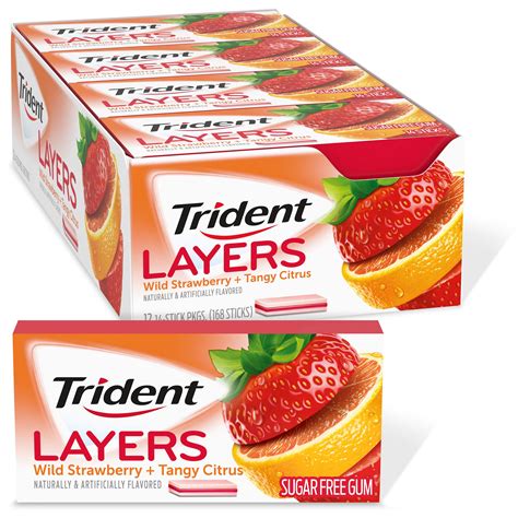 Buy Trident Layers Strawberry And Citrus Sugar Free Gum 12 Packs Of 14