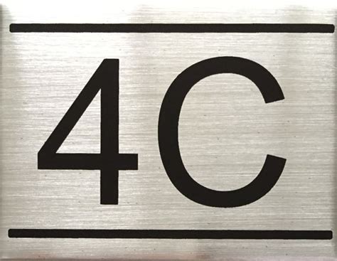 Dob Nyc Apartment Number Sign 4c Brushed Aluminum 225x3 Hpd