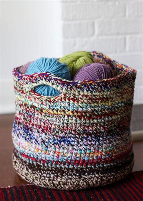 Scrap Yarn Crochet Basket Scrapbusting Idea My Poppet Makes