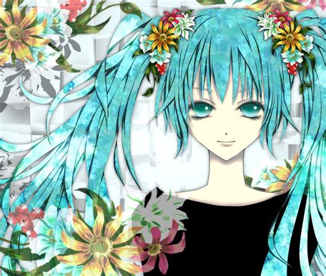 Flowers Hatsune Miku Twintails Vocaloid