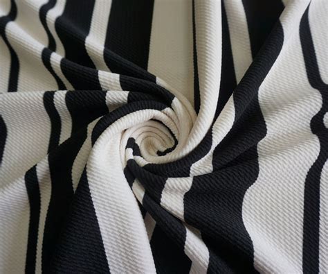 2 Way Stretch Off White Black Stripes Bullet Fabric