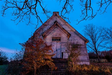 Night View Of Long Abandoned Church Kentucky Stock Image Image Of