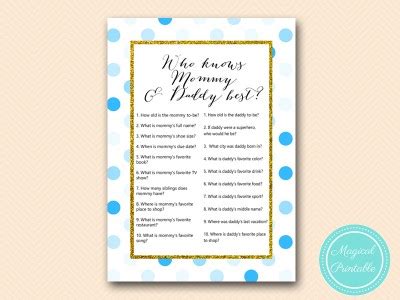 This fun guess who mommy or daddy baby shower game is perfect for a coed baby shower! Prince Gold and Blue Baby Shower Game Printable - Magical ...