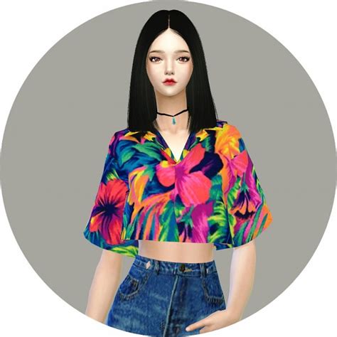 Sims4 Marigold Crop Hawaiian Shirts • Sims 4 Downloads