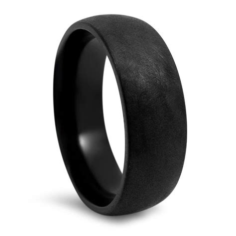 Mirror polished titanium wedding band with ridged edges for men and women in 4mm, 6mm, and 8mm. 7mm Rustic Brushed Finsh Mens Black Titanium Wedding Band ...