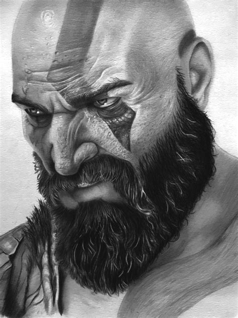 Pencil Art Of Kratos From The Game Follow Me In Instagram Abhisketch