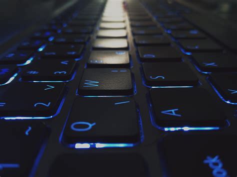 Black And Blue Computer Tower Keyboards Dark Laptop Hd Wallpaper