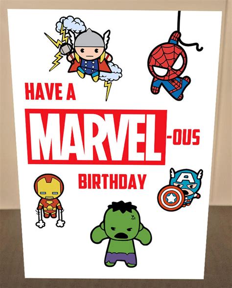 Marvel Birthday Card Avengers Birthday Card Have A Marvelous Etsy In