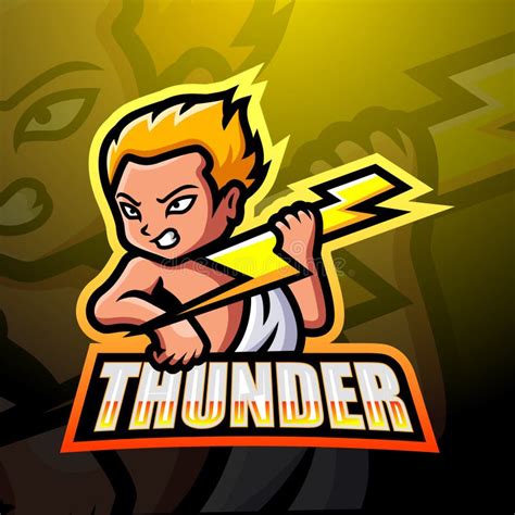 Thunder Mascot Esport Logo Design Stock Vector Illustration Of