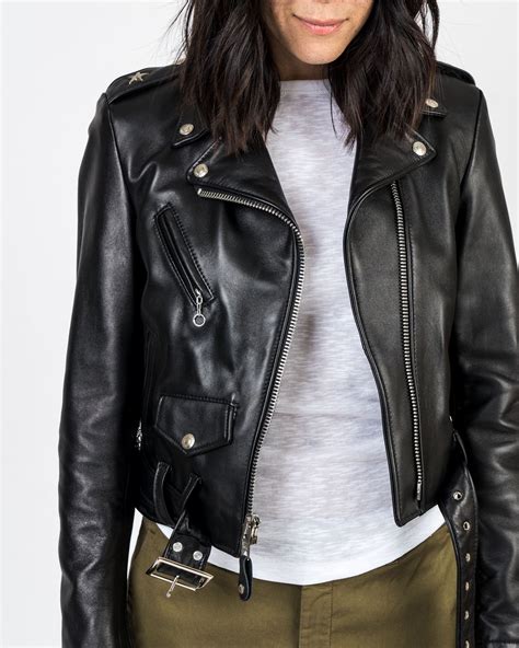 Schott Nyc Cropped Perfecto Lambskin Leather Jacket Black Garmentory