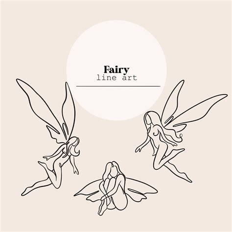 Fairy Line Art Fairies Line Drawing Line Digital File Etsy Australia