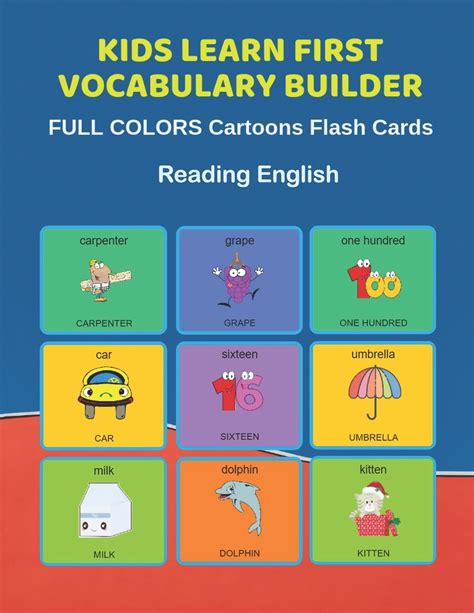 Language builder picture card set and software. Kids Learn First Vocabulary Builder FULL COLORS Cartoons Flash Cards Reading English : Easy ...