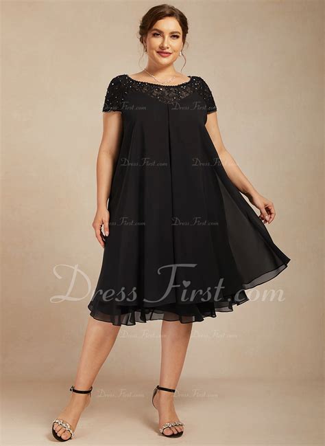 Empire Scoop Illusion Knee Length Chiffon Lace Mother Of The Bride
