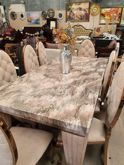 Buy Elegant Marble Top 8 Seater Dining Table Online At Best Prices