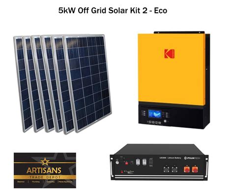5kw Off Grid Solar Kit 2 Eco Pv Panels Inverter And Lithium Ion Ba