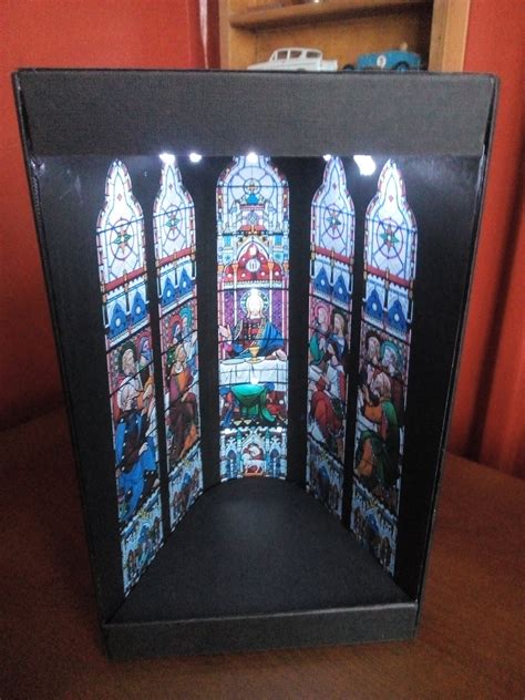 Sold Book Nook Diorama Book Shelf Insert Stained Glass Windows