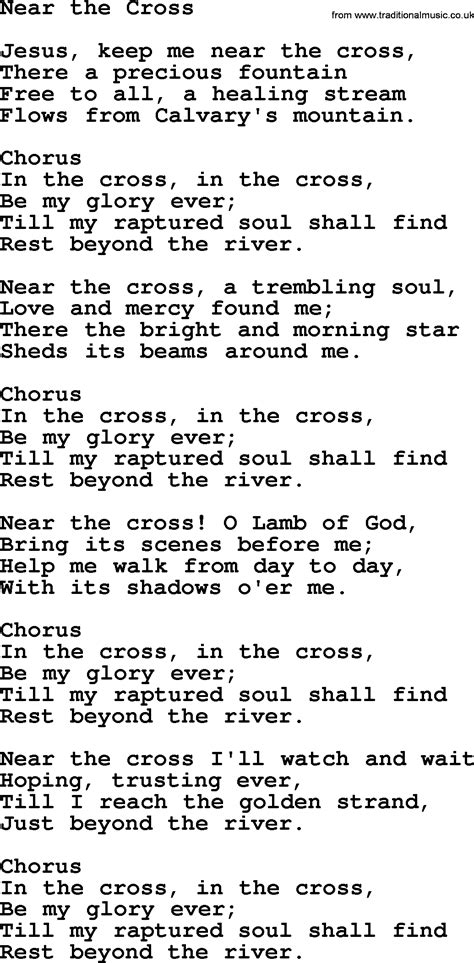 Baptist Hymnal Christian Song Near The Cross Lyrics With Pdf For
