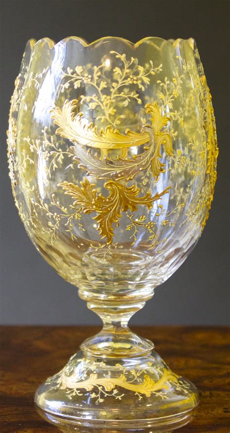 Antique Moser Cut Glass Vase With Gold And Platinum From Gildedagedining On Ruby Lane