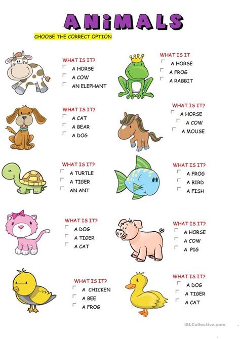 Animals English Esl Worksheets English Worksheets For Kids English
