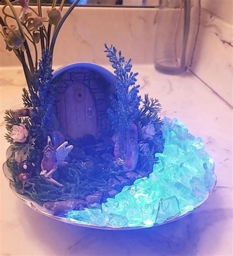 Teacup Miniature Fairy Garden Large Set With Light Up Water Etsy